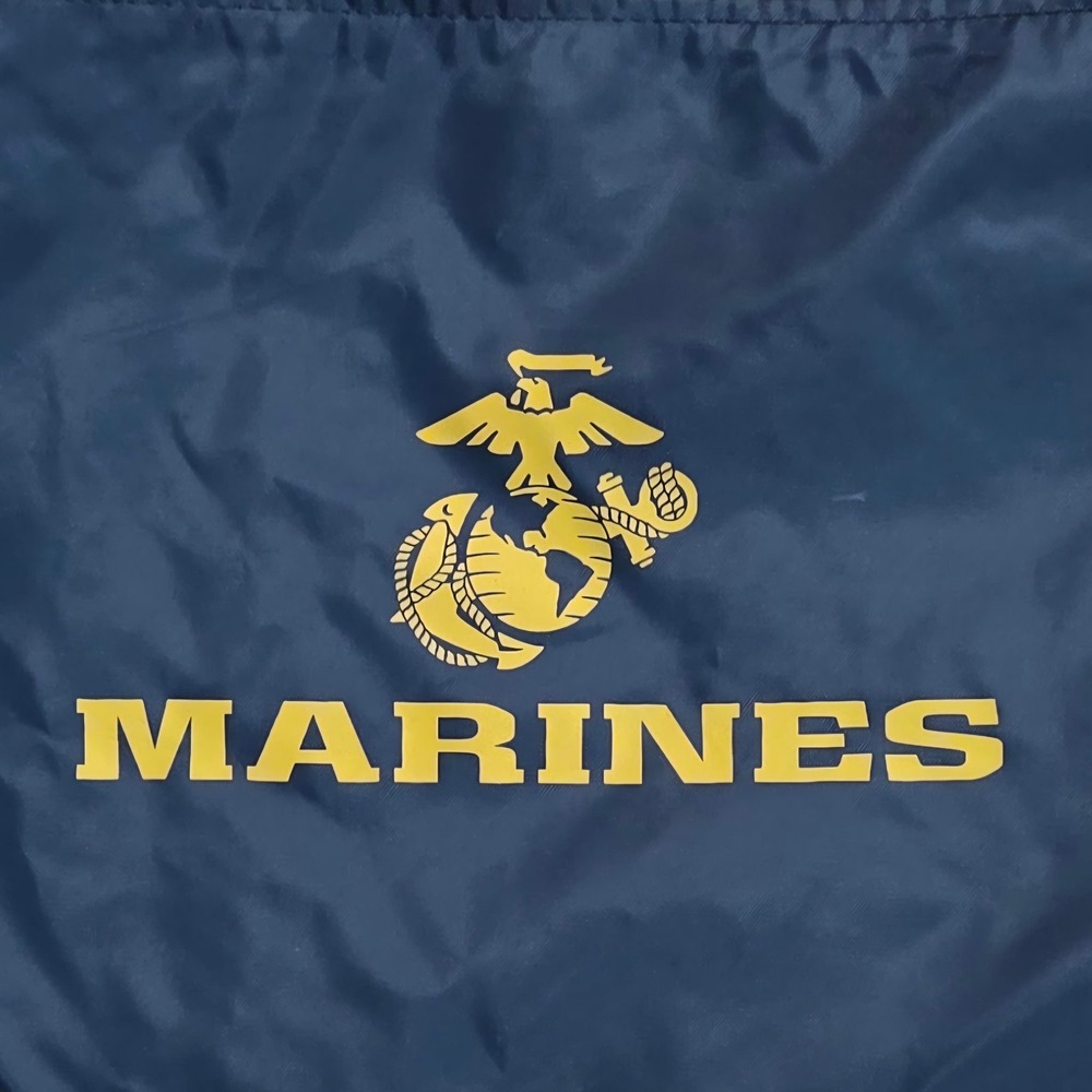 US Marines Drawstring Cinch Bag Navy Blue USMC Gym Sackpack with Zipper Pocket